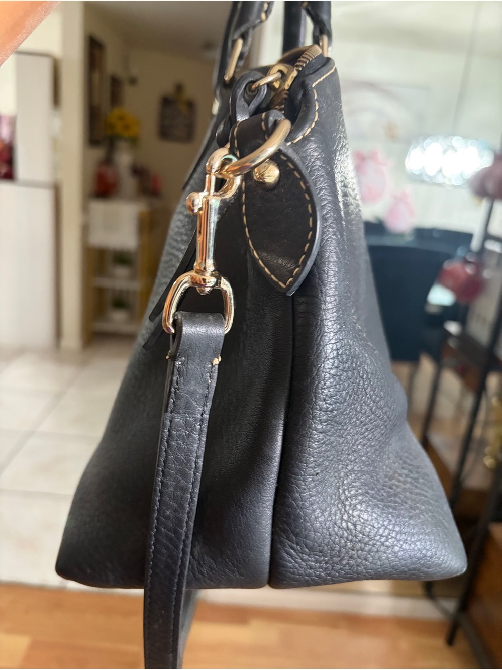Dooney & Bourke Black Pebble Leather Satchel with Shoulder Strap - Picture 15 of 15
